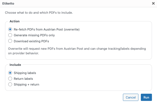 Versand- und Retourenlabels im Workflow