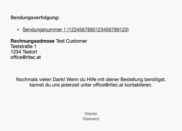 Sendungsnummer in der Bestell-E-Mail