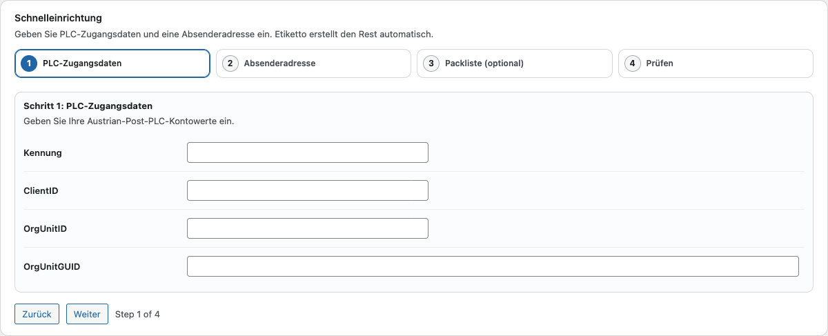 Schnelles Setup mit Ihren PLC-Zugangsdaten